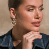Patterened Edge Heart Earrings - Gold