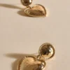 Patterened Edge Heart Earrings - Gold - Image 2