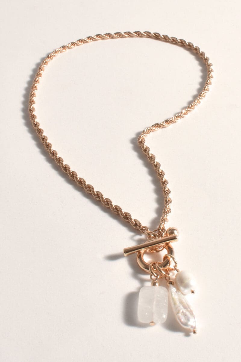 Pearl Cluster Necklace - Gold - Image 2