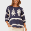 Priya Boho Blouse - Navy