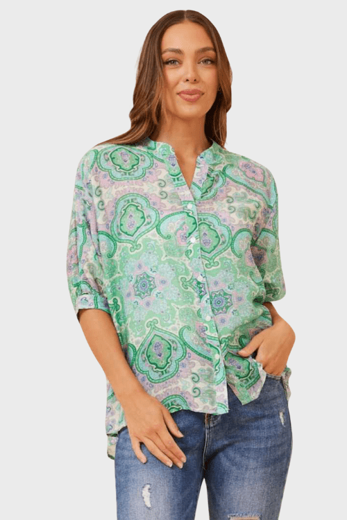 Aspen Top - Paisley Green